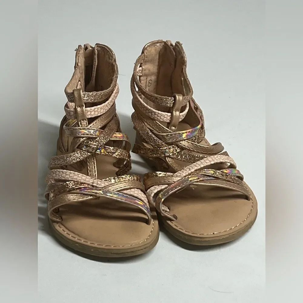 Self Esteem Girls Gladiator Sandals Glitter Strappy Open Toe Zip Closure Size 7